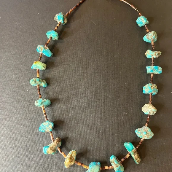 Chunky Native American Turquoise and heishi necklace